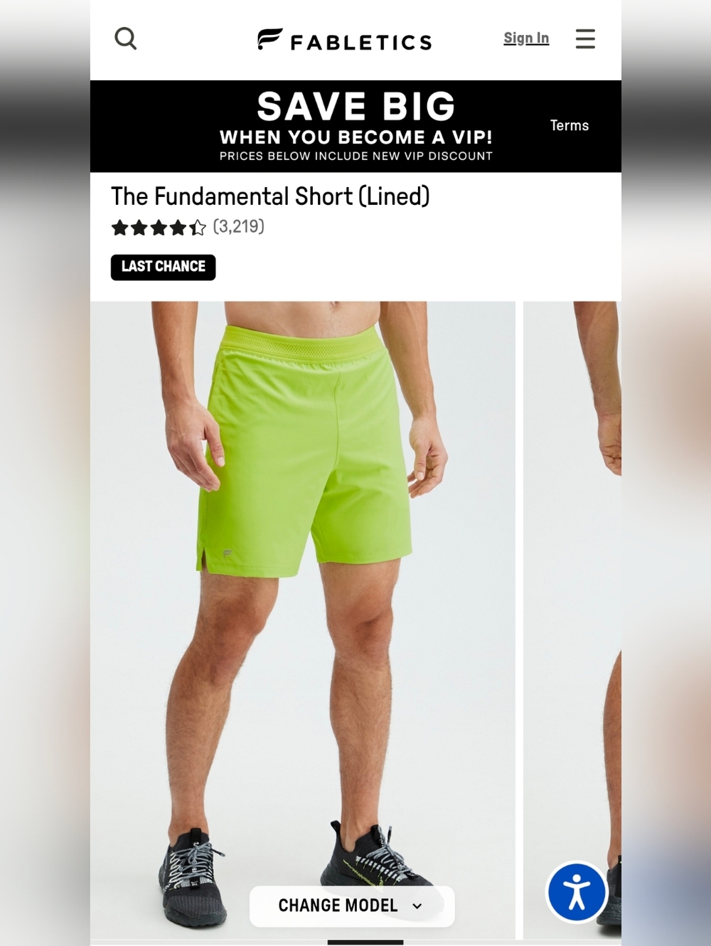 Men's Fabletics Fundamental Shorts Neon Lime Athletic Lined Shorts - Picture 8 of 10